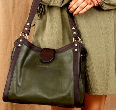 Handcrafted Jungle Dark Chocolate Tote Bag Leather Artistic